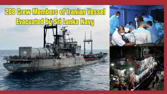208 Crew Members of Iranian Vessel Evacuated by Sri Lanka Navy