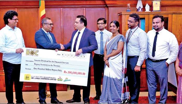 Lanka Thriposha hands over Rs. 100 m dividend to Treasury