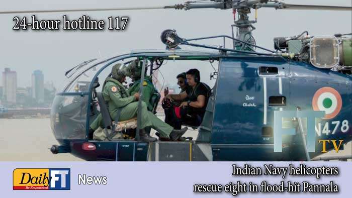 Indian Navy helicopters rescue eight in flood-hit Pannala