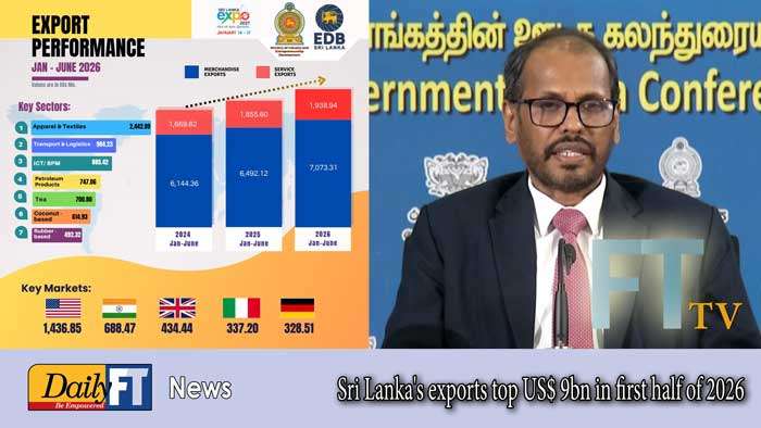 Sri Lanka’s exports top US$ 9bn in first half of 2026