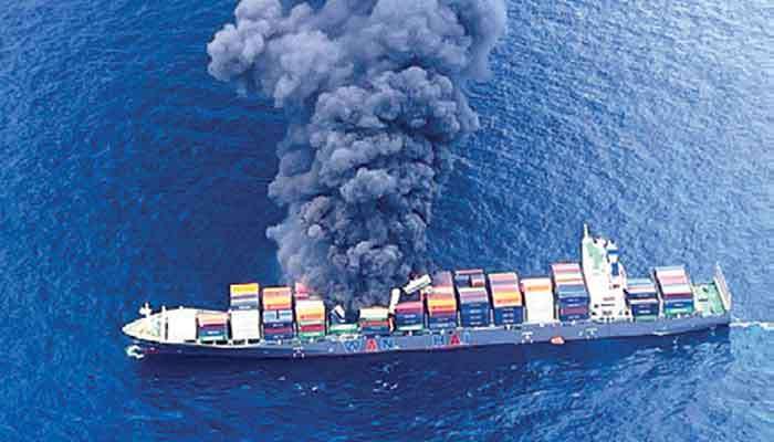 Singapore-flagged container ship catches fire off Kerala coast, four crew members missing
