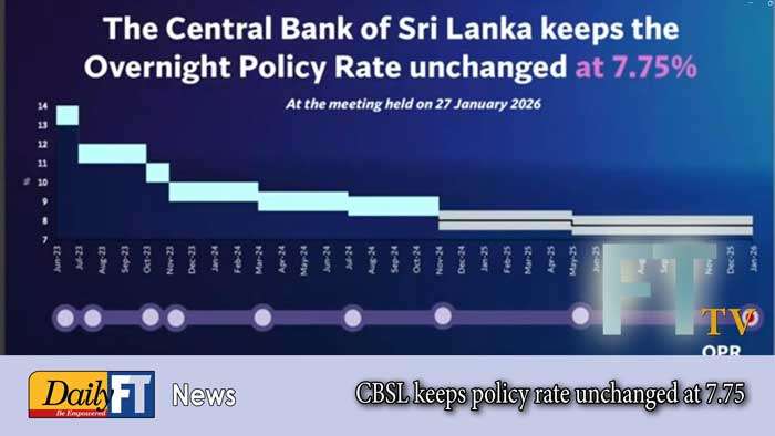CBSL keeps policy rate unchanged at 7.75