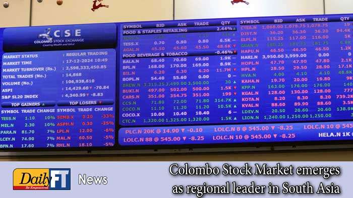 Colombo Stock Market emerges as regional leader in South Asia