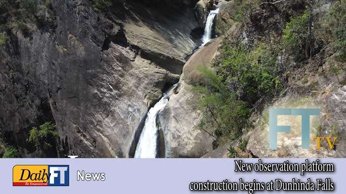 New observation platform construction begins at Dunhinda Falls