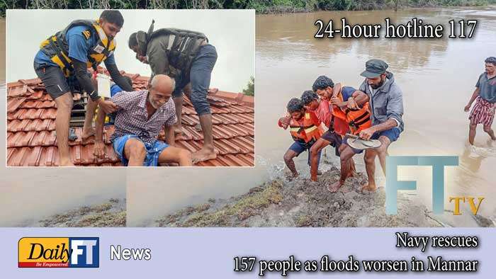 Navy rescues 157 people as floods worsen in Mannar