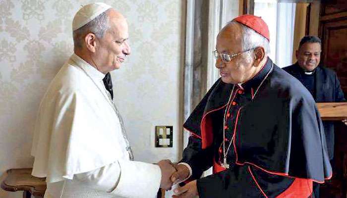 Cardinal Malcolm Ranjith meets Pope Leo XIV