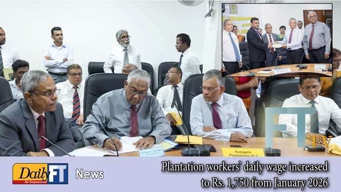 Plantation workers’ daily wage increased to Rs. 1,750 from January 2026
