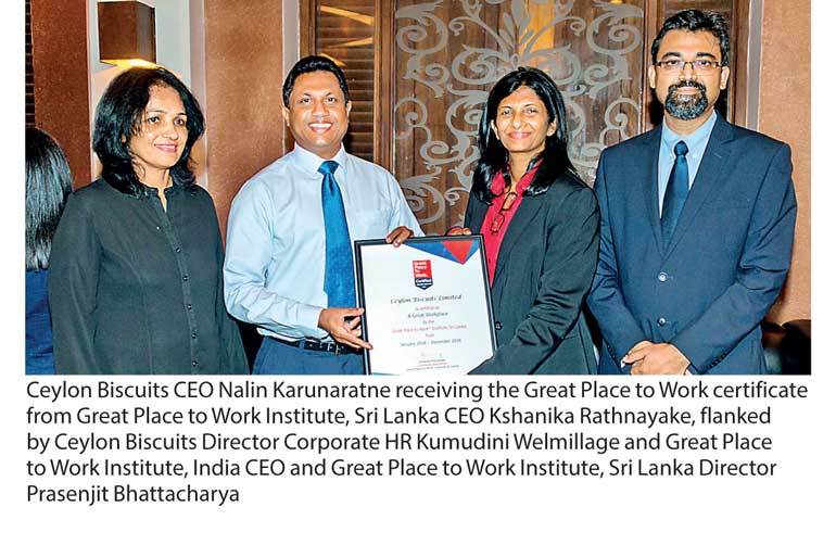 Ceylon Biscuits First workplace in SL to achieve Great Place to Work