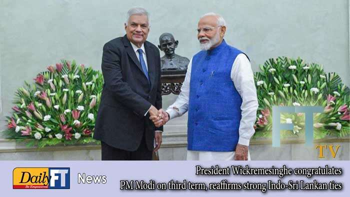 President Wickremesinghe congratulates PM Modi on third term, reaffirms strong Indo-Sri Lankan ties