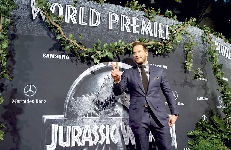 Pratt poses at the premiere of "Jurassic World" in Hollywood