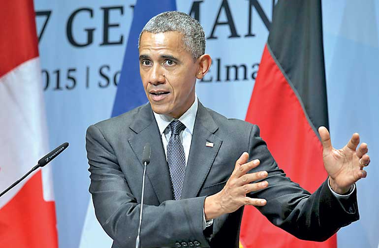 U.S. President Barack Obama holds a news conference at the conclusion of the G7 Summit in Kruen, Germany