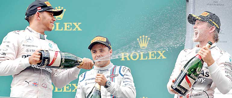 Mercedes Formula One driver Rosberg of Germany celebrates winning the Austrian F1 Grand Prix in Spielberg