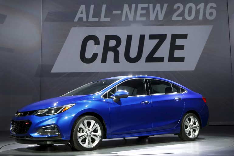 General Motors introduces the new 2016 Chevy Cruze vehicle at the Filmore Theater in Detroit