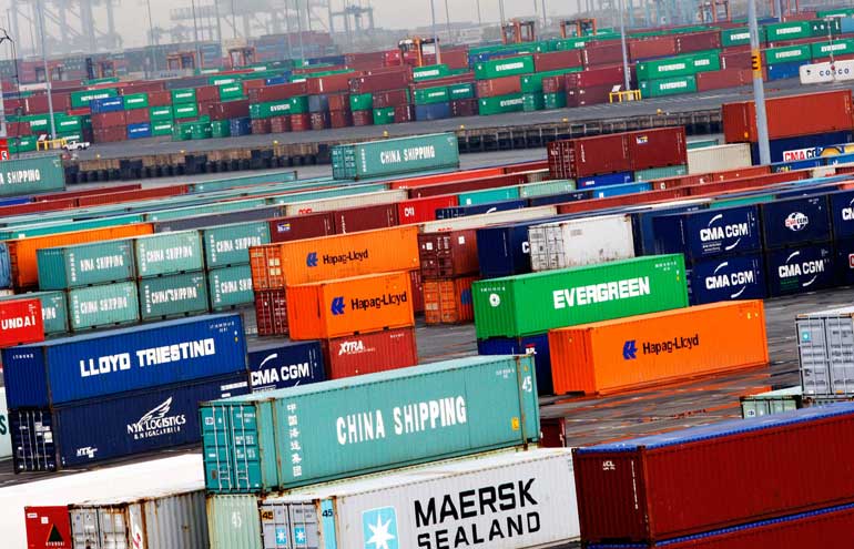Shipping containers are seen at the Port Newark Container Terminal near New York City in this file photo from