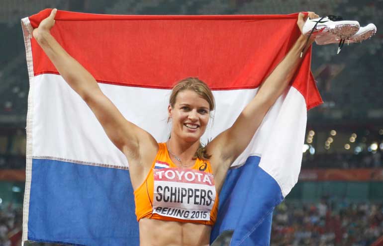 Schippers from the Netherlands reacts after winning the women's 200m event during the 15th IAAF World Championships at the National Stadium in Beijing