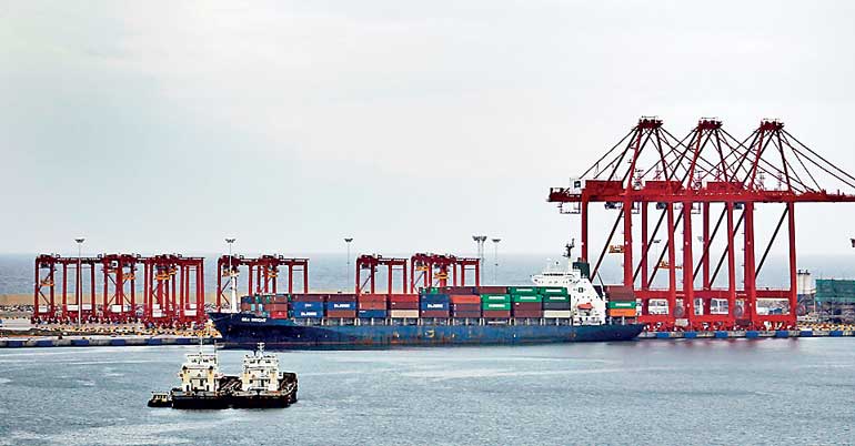 A general view of the Colombo South Harbor at Colombo Port