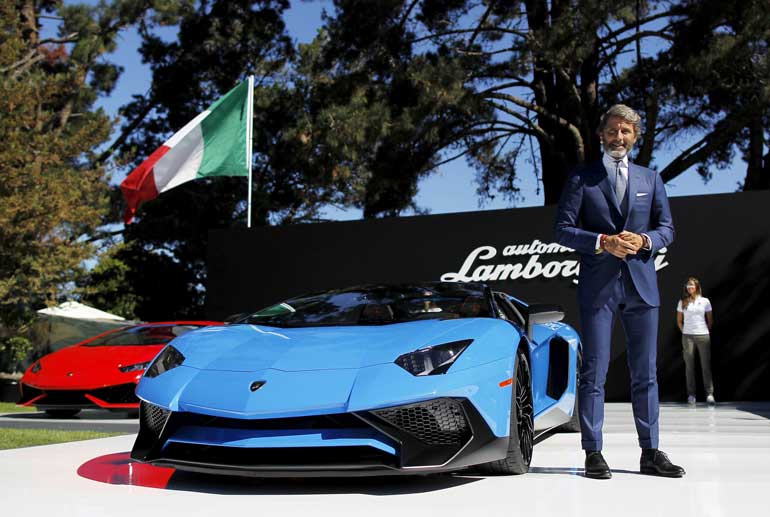 Lamborghini CEO Stephan Winkelmann unveils the Aventador Superveloce Roadster supercar in Carmel