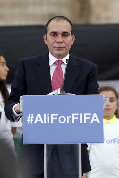 Prince Ali Bin Al Hussein of Jordan speaks at the Roman Amphitheatre area in Amman