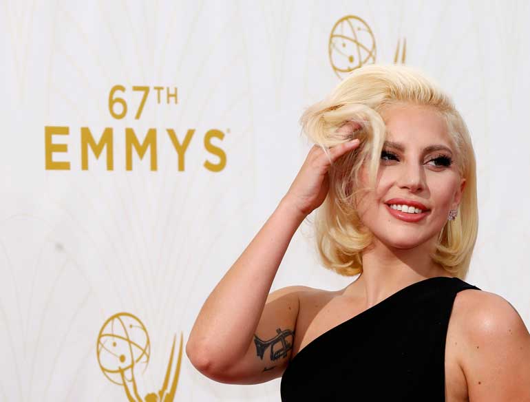 Singer Lady Gaga arrives at the 67th Primetime Emmy Awards in Los Angeles