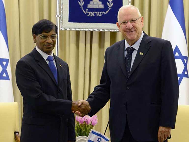 President Rivlin welcoming H.E Mr. Periyasamy Pillai Selvaraj, A