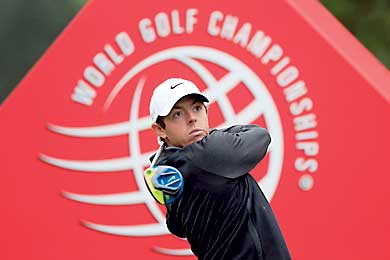 Rory McIlroy of Northern Ireland tees off on the 10th hole during the final round of the WGC-HSBC Champions golf tournament in Shanghai