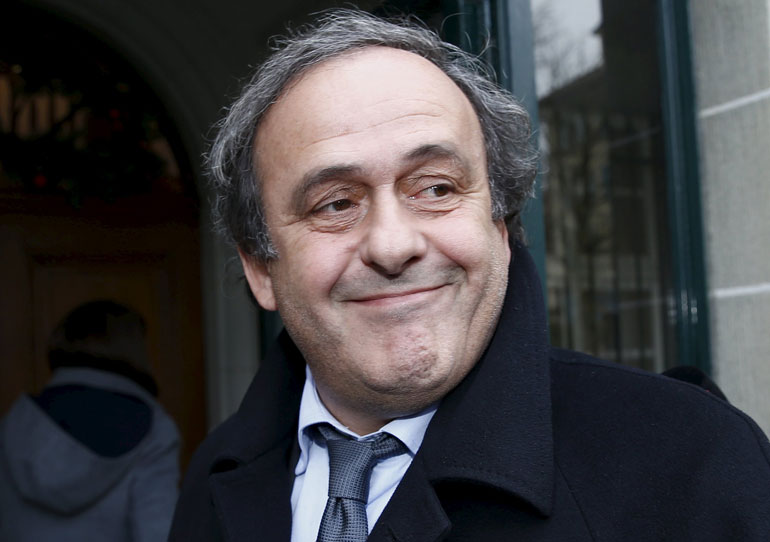 File photo of UEFA President Platini arriving for a hearing at the Court of Arbitration for Sport in Lausanne