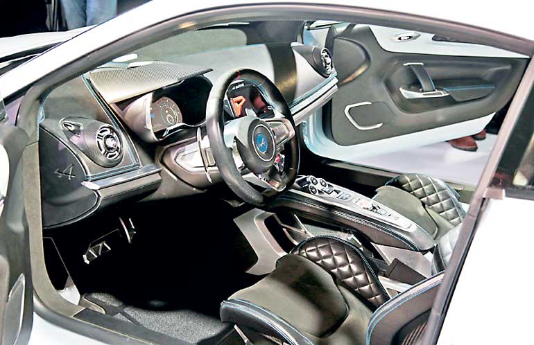 The interior of the Renault's new Alpine sports concept car " Vision" is seen during its unveiling in Monaco