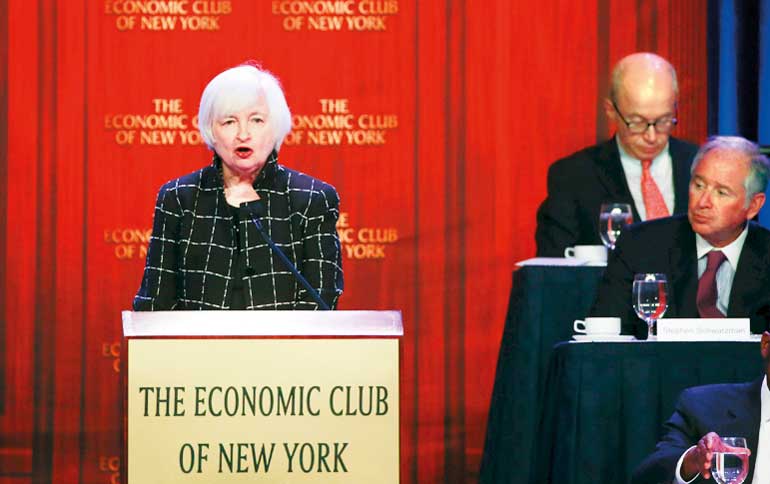 File photo of U.S. Federal Reserve chair Yellen speaking to the Economic Club of New York in New York