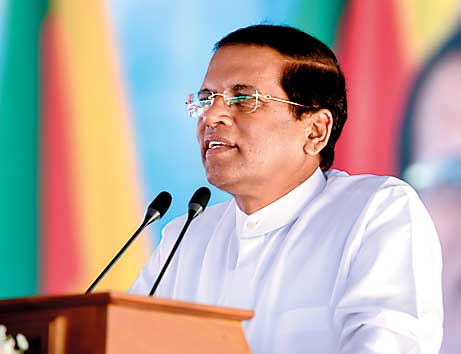 President--Maithripala-Sirisena-addressing-the-gathering-in-Gampaha