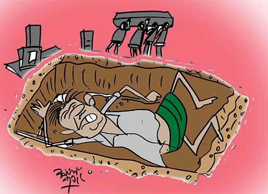 ඩෝප් වෙලා මිනී වළේ නිදාගෙන