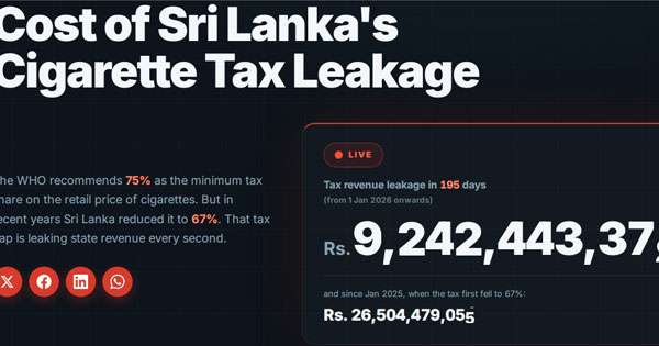 සිගරැට් බදු කැපීමෙන් රජයට කෝටි 920 බදු අහිමි වෙලා
