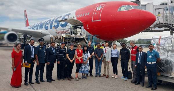 ස්විට්සර්ලන්තයෙන් ආධාර රැගත් ගුවන් යානයක් දිවයිනට