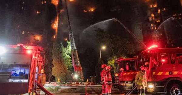 හොංකොං ගින්නෙන් මියගිය ගණන ඉහළට