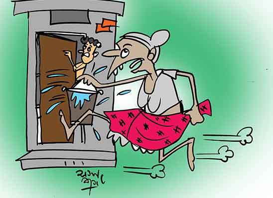 පිටිකිරි පොල් කිරි වෙලා වැසිකිලි පෝළිමේ