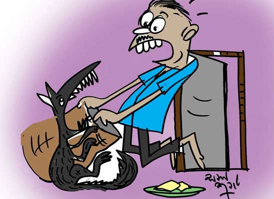 උගුඩු මස් “බයිට්” එකට ගන්න  ගිහින් රෝහලේ ලැගලා