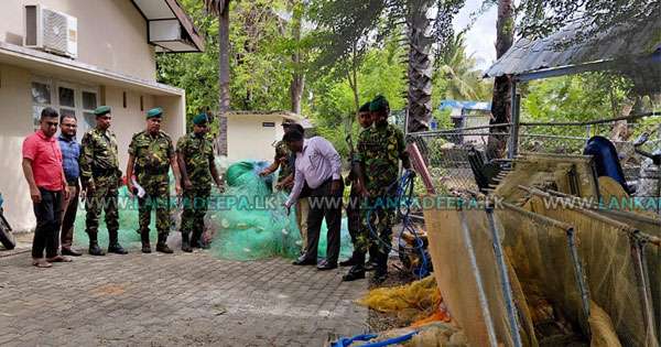 තහනම් දැල් සමඟ ධීවරයින් තිදෙනකු අල්ලයි