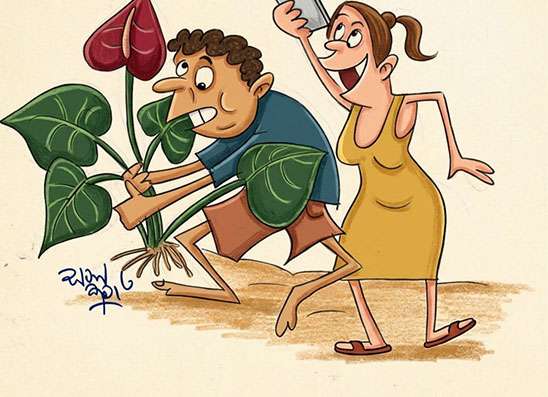 කෑමක් ෆේස්බුක් දාන්න  ගිහින් ෆෝනය පුදලා