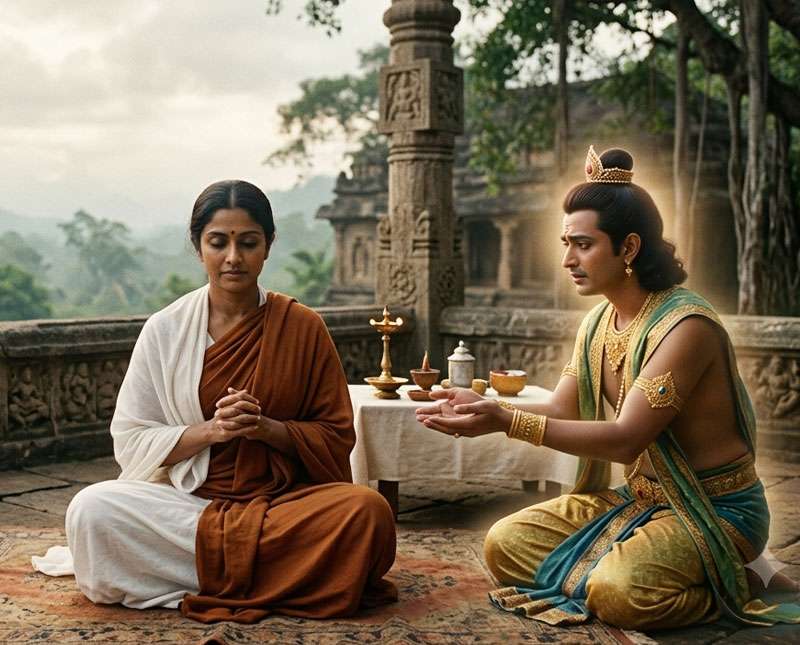 ‎’’ සක්දෙවි රජුගේ ඉල්ලිම පවා පුතික්ෂේප කරමින් දසදහසක් අවුරුදු පතිවෘතතා ධර්මය ආරක්ෂා කළ යශෝධරා දේවි නමි උත්තමාවිය.’’