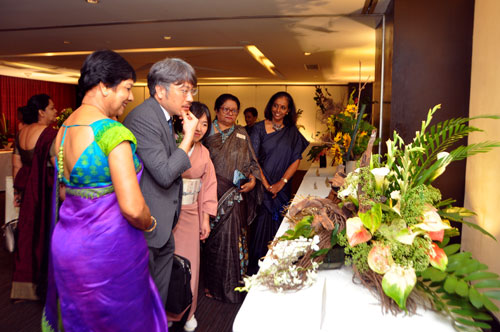 His Excellency Akio Isomata, Ambassador of Japan to Sri Lanka, viewing floral arrangements at Festival of Flowers 2026