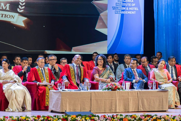 SLITHM graduation ceremony officials and guests seated on stage at BMICH in Colombo